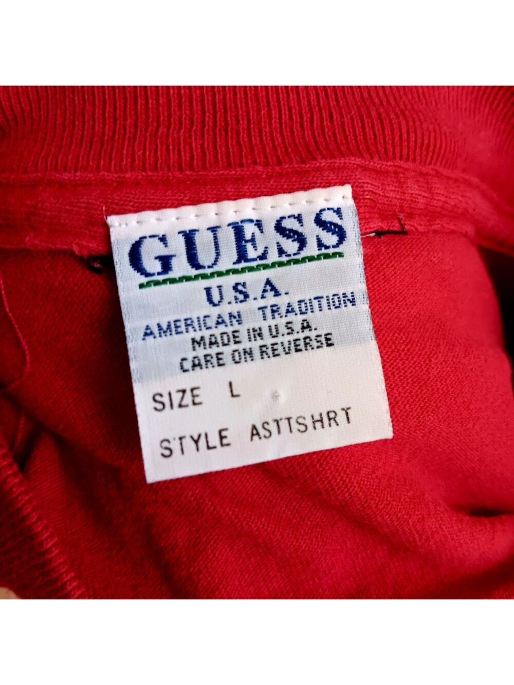 Guess Jeans Vintage Large T-shirt Single Stitch Mens 1994 90's USA Burgundy/Red